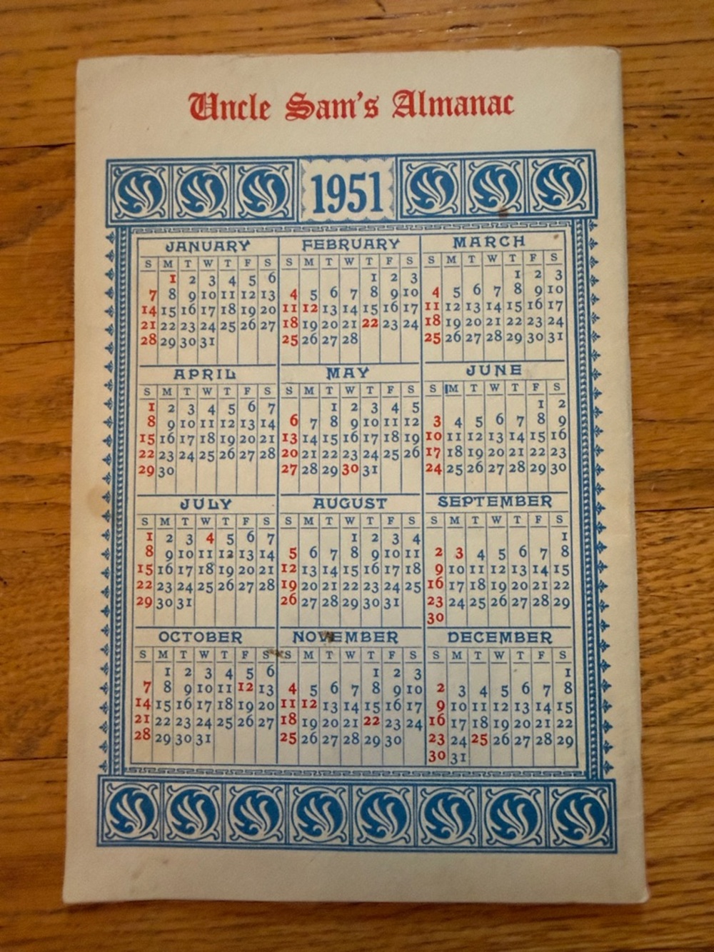 Uncle Sam's Almanac 1951 Vintage-Style Red, White & Blue Cover - Picture 2 of 8
